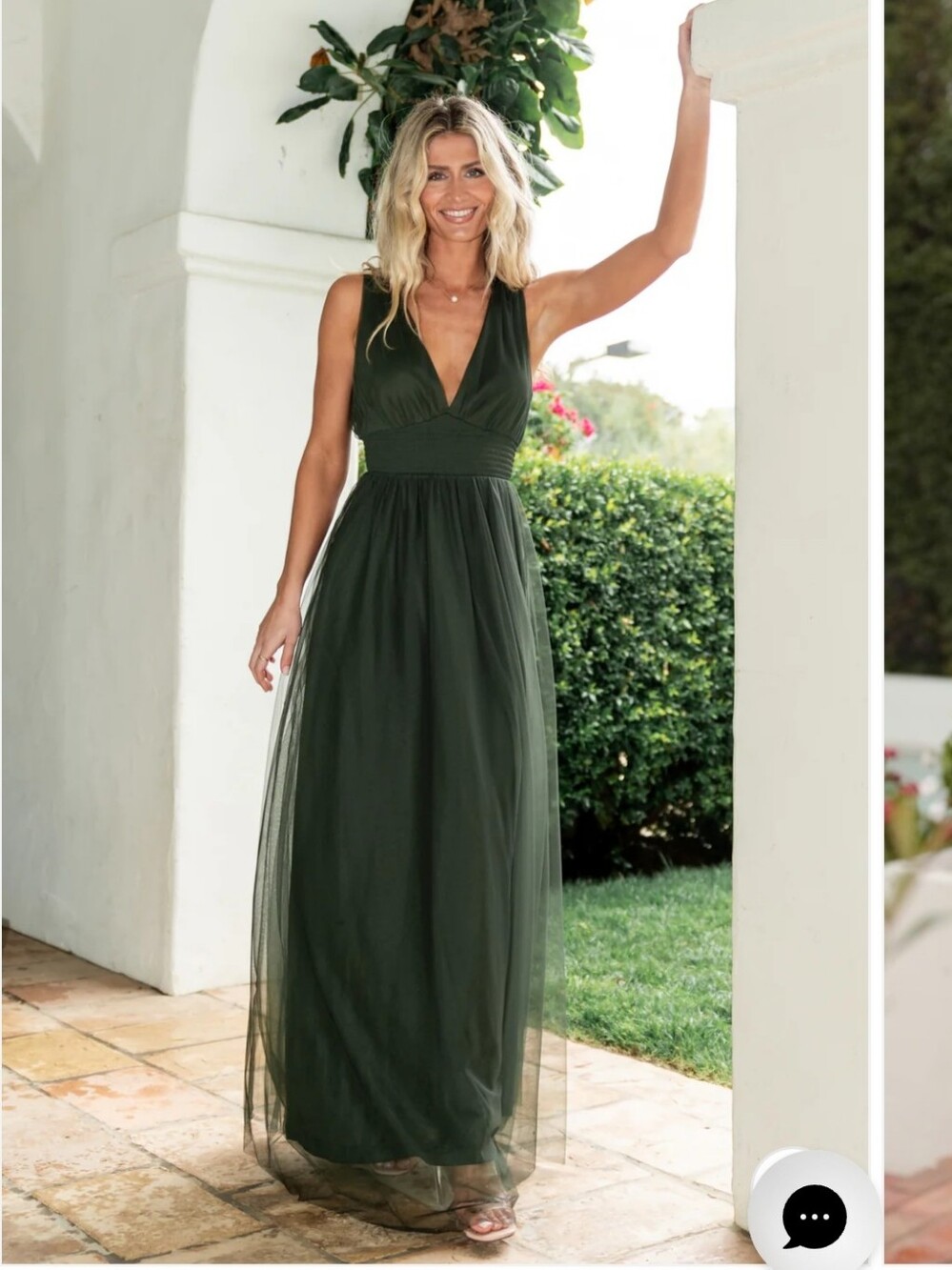 Kamila Tulle Maxi Dress Juniper Green